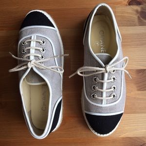 Chanel Womens Woven Low Platform Loafers Size 36